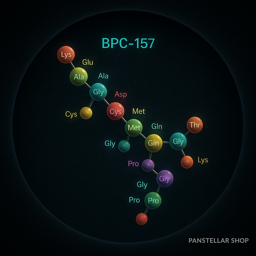 "BPC-157 peptide molecular structure showing 15-amino acid sequence